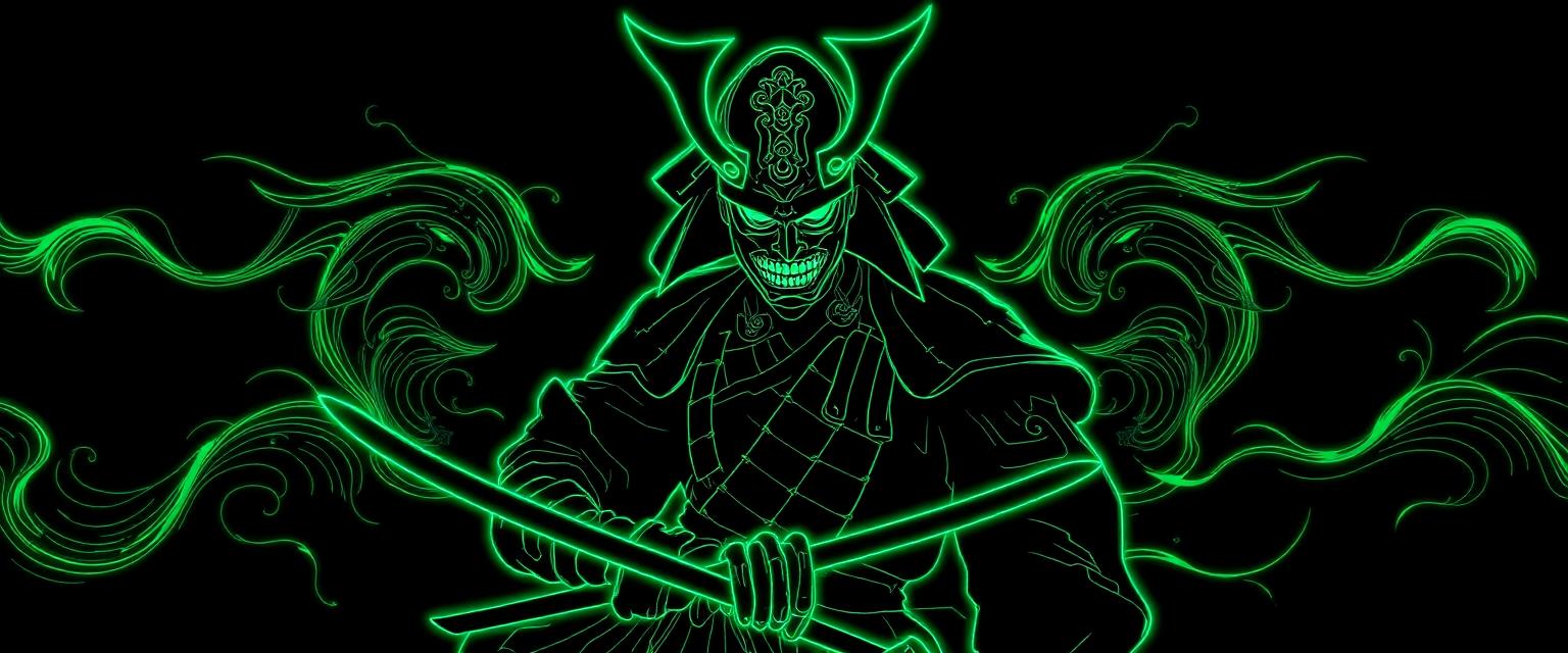 Tapis personnalisé Samouraï Néon — Trait néon vert
