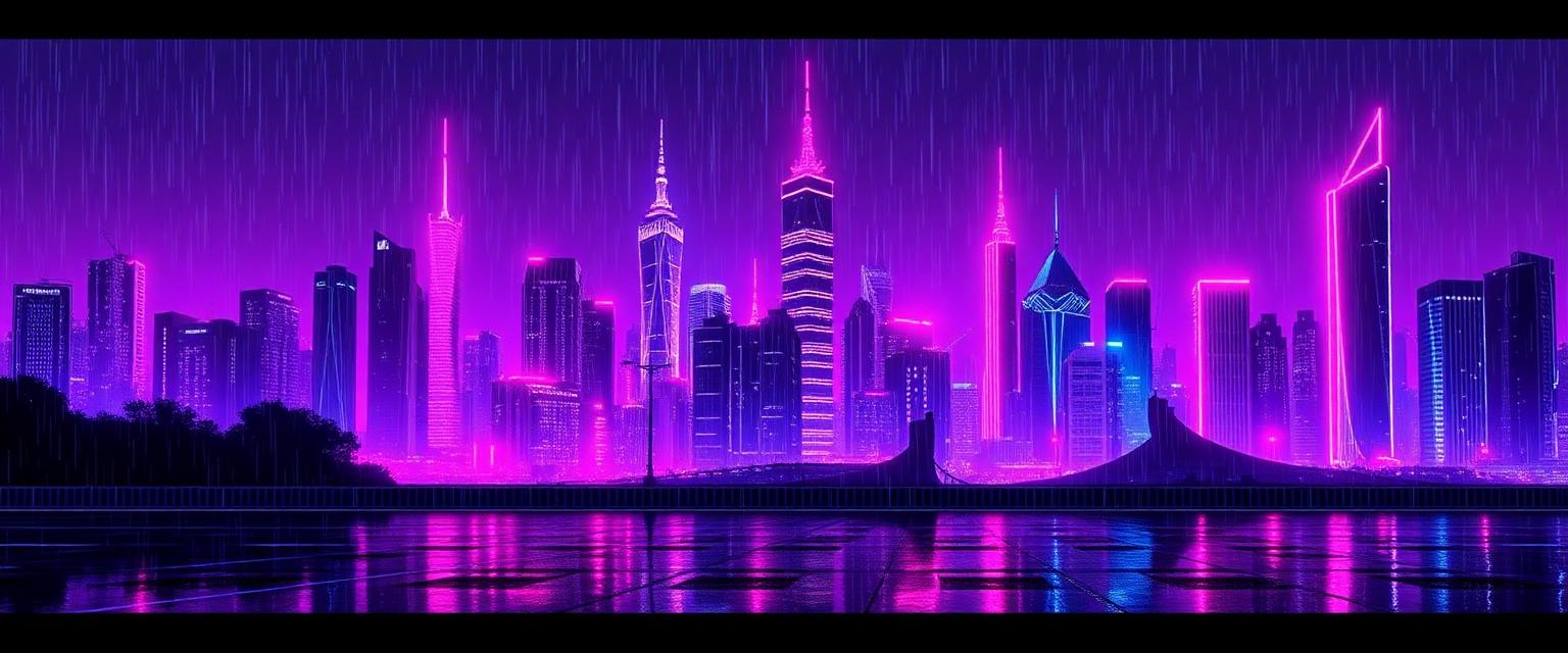 Tapis personnalisé Cité Violette — Cyberpunk violet